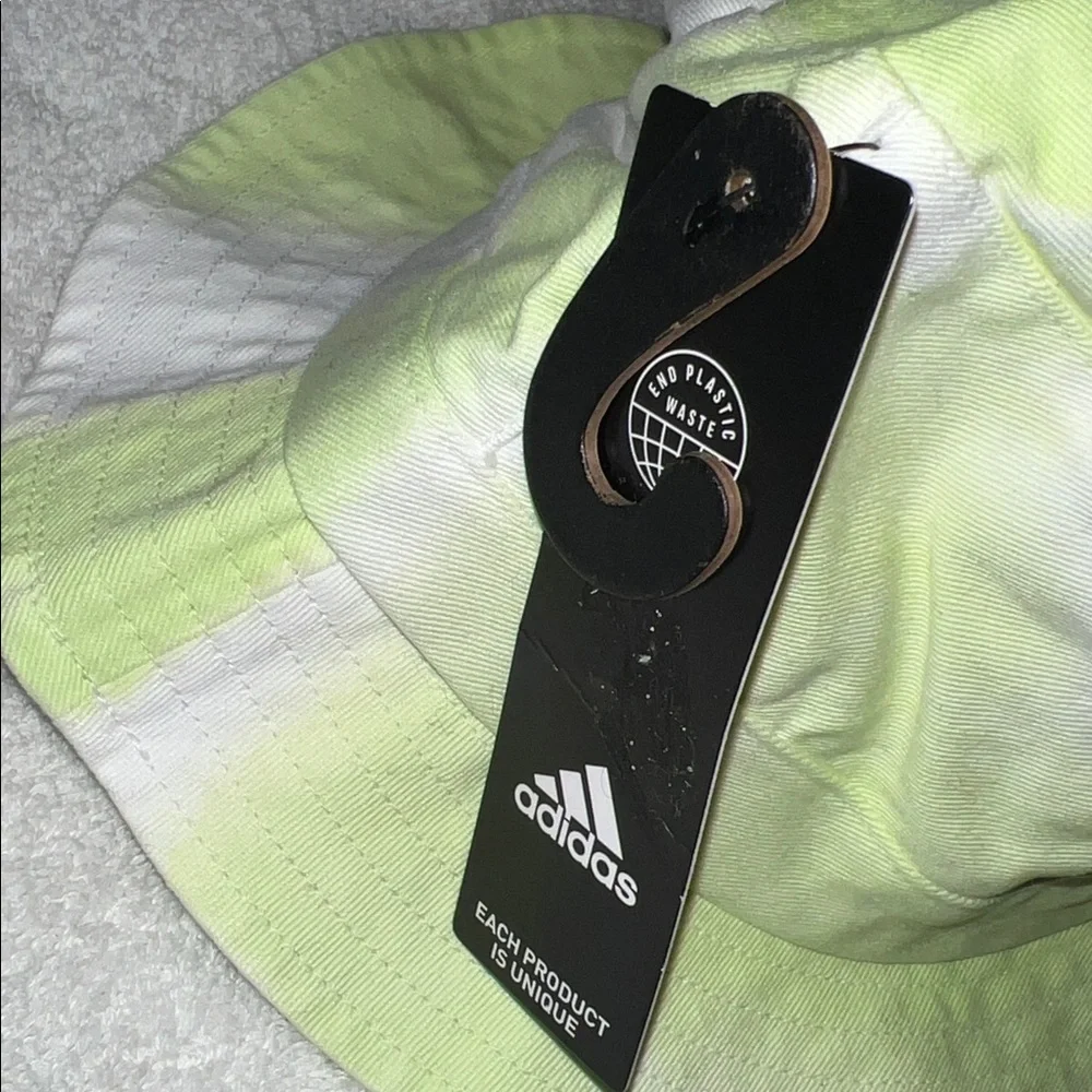 Adidas Kids Neon Green and White Bucket Hat